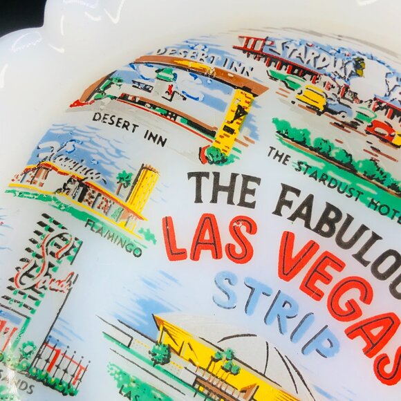 Vintage Las Vegas Milk Glass Trinket Dish Sin City Old Casino Strip Speakeasy - Picture 4 of 10
